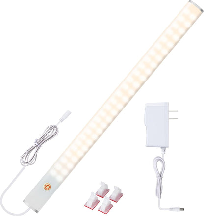 JUSJUBR 12-Inch Slim LED Under Cabinet Light with Memory Function, Warm White 3000K Dimmable USB Light Bar for Rooms