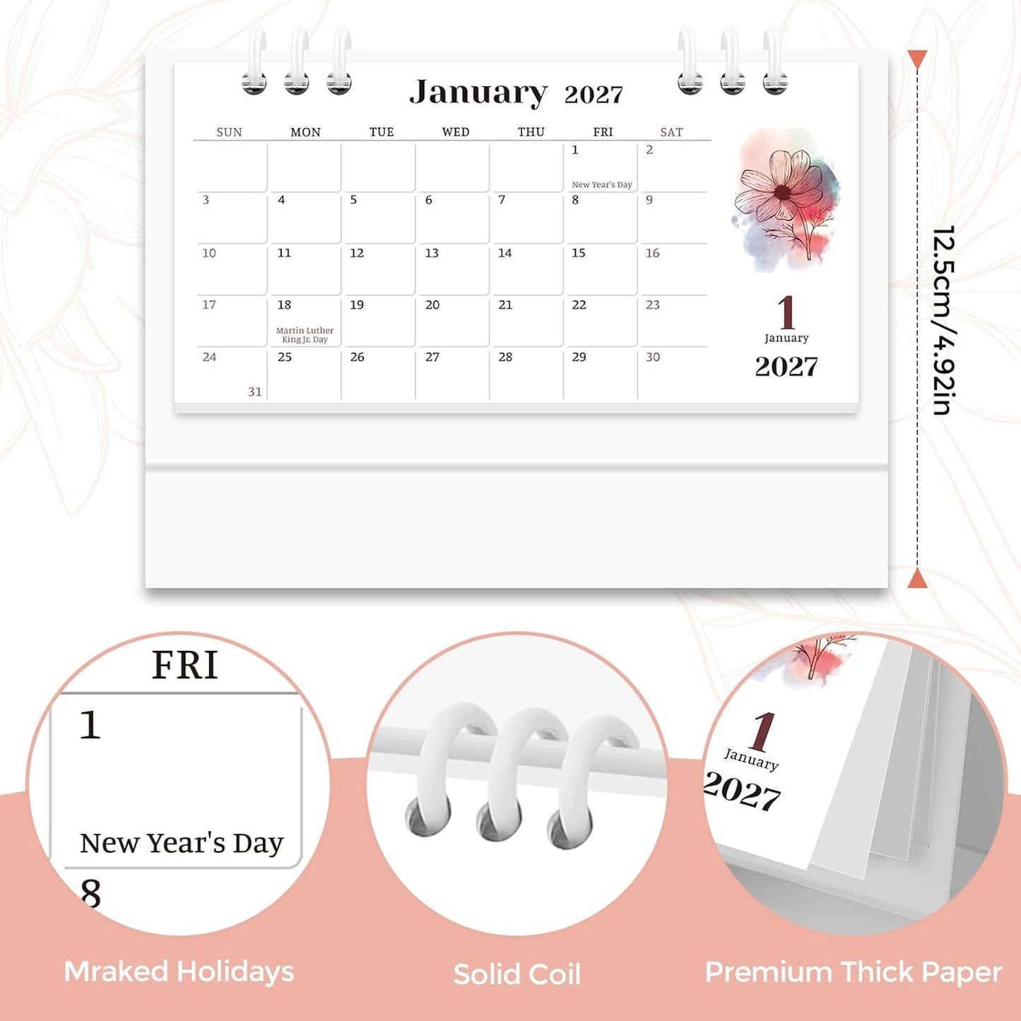 KONVINIT Small Desk Calendar 2026-2027, 6.3" x 3.1", 2026 Desk Calendar - Runs From January 2026 Until December 2027, 24 Months Mini Desktop Calendar for School, Home and Office Supplies