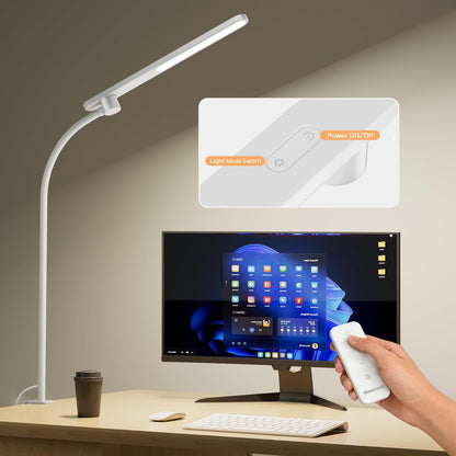 Honeywell HJ2 Sunturalux™ Clamp LED Desk Lamp, CRI≥97 Full-Spectrum Eye-Caring Light, 3 Color Modes & Stepless Dimming, 16" Flexible Gooseneck for Reading, Home Office, Art Creation (Black)