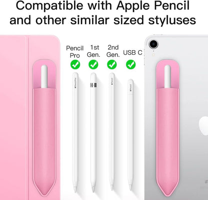 MoKo Pencil Holder Sticker Fit Apple Pencil Pro, Apple Pencil (USB-C), iPencil 1st/2nd Generation, Elastic Pencil Pocket Pouch Adhesive Sleeve Attached to iPad Case for Stylus Pens,Black