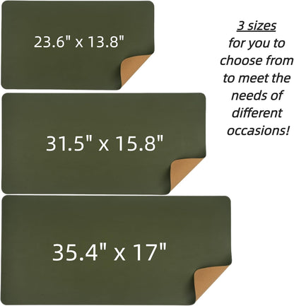 Desk Pad Mat Dual-Sided Natural Cork and PU Leather Non-Slip Water-Resistant Desk Matt for Desktop