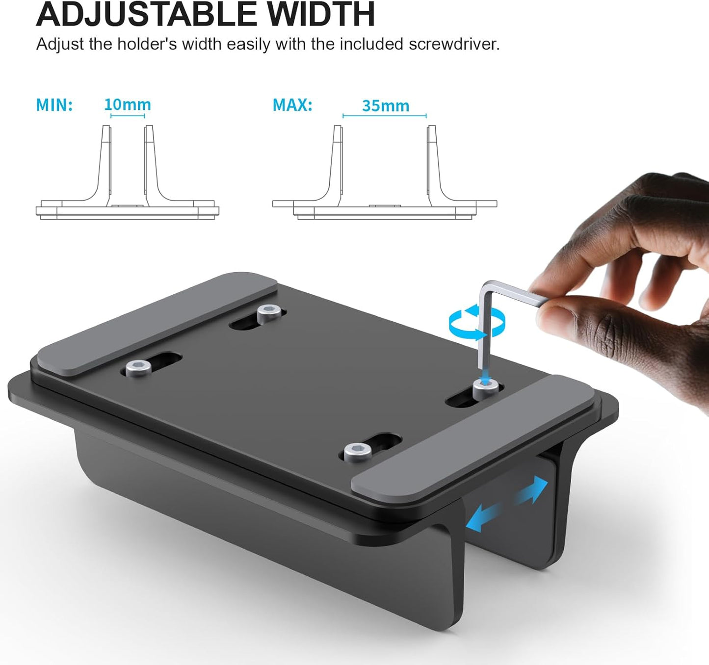 YICOSUN Dual-Slot Aluminum Vertical Laptop Stand for Desk - Adjustable Width Dock for MacBook, Surface, Samsung, HP, Dell up to 17.3 inches - Space-Saving & Protective Design - Gray