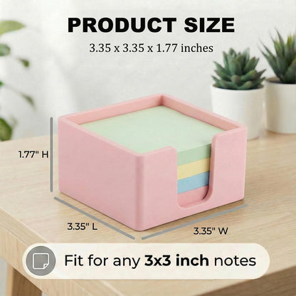 Silicone Sticky Note Holder for Desk - Modern 3x3 Inch Memo Pad Dispenser Post Note Holder, Minimalist Desk Storage Organizer for Office, Home, and School, White