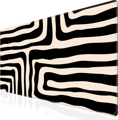 iCasso Desk Cover Mat, Office Mouse Pad, Desk Protector Mat, Extra Large Matt for Desktop,Anti-Slip XXL Big Mousepad with Stitched Edges for Computer Keyboard Retro Black - Colors A
