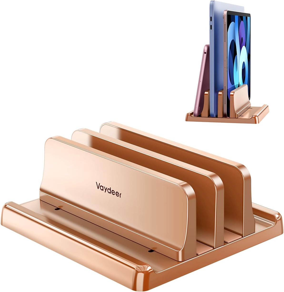 Vaydeer Vertical Laptop Stand for Desk,Dual Slots Plastic Laptop Holder with Space Saving 4-in-1 Design,Adjustable Laptop Organizer Storage Supports for MacBook,Mac,HP,Dell,Microsoft Surface,Lenovo
