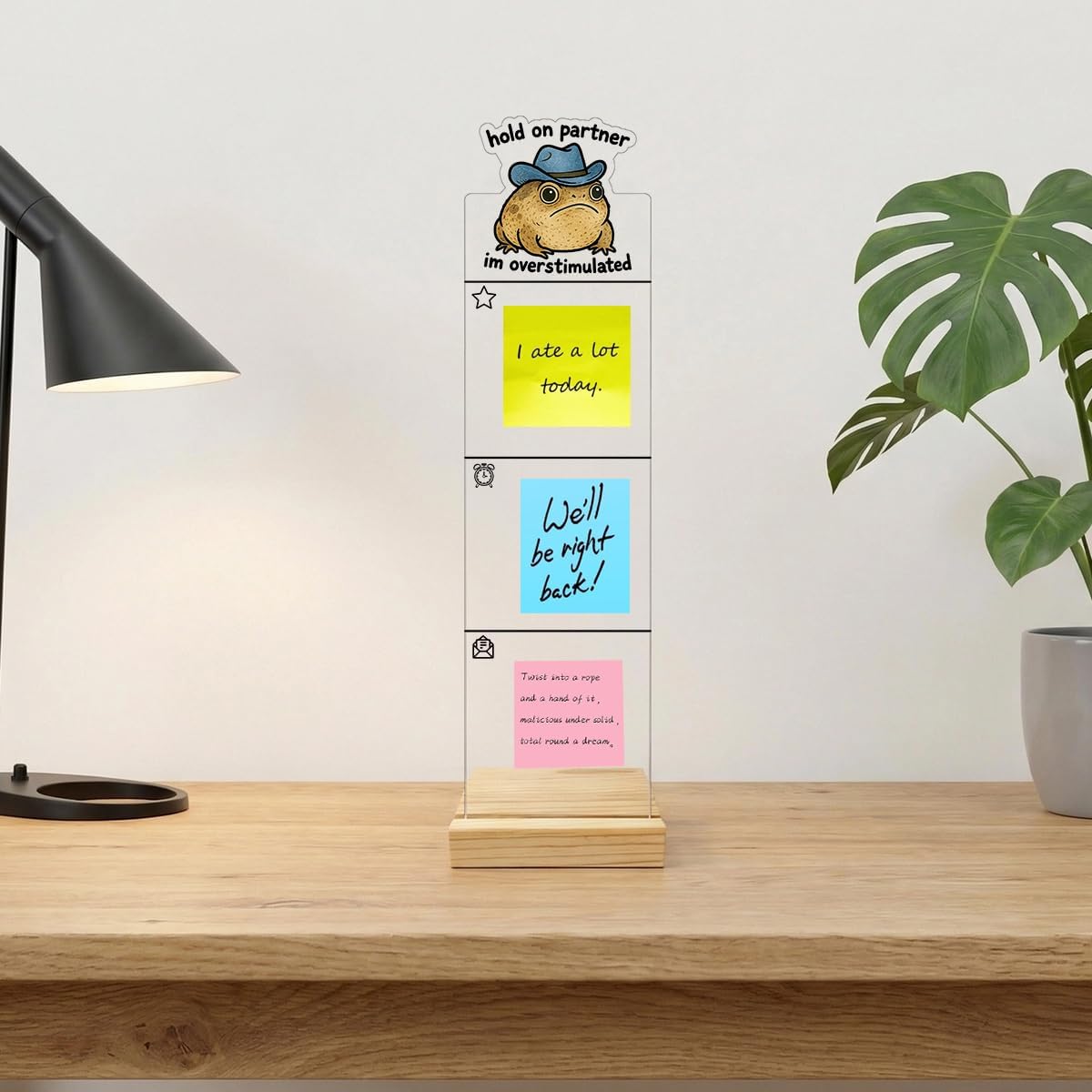 Monitor Memo Board Computer Monitor Memo Board Sticky Note Organizer Hold On Partner Im Overstimulated Sign Acrylic Desk Accessories Removable Wooden Base Set Sticky Notes 100 Sheets 11.8×3.1 inches