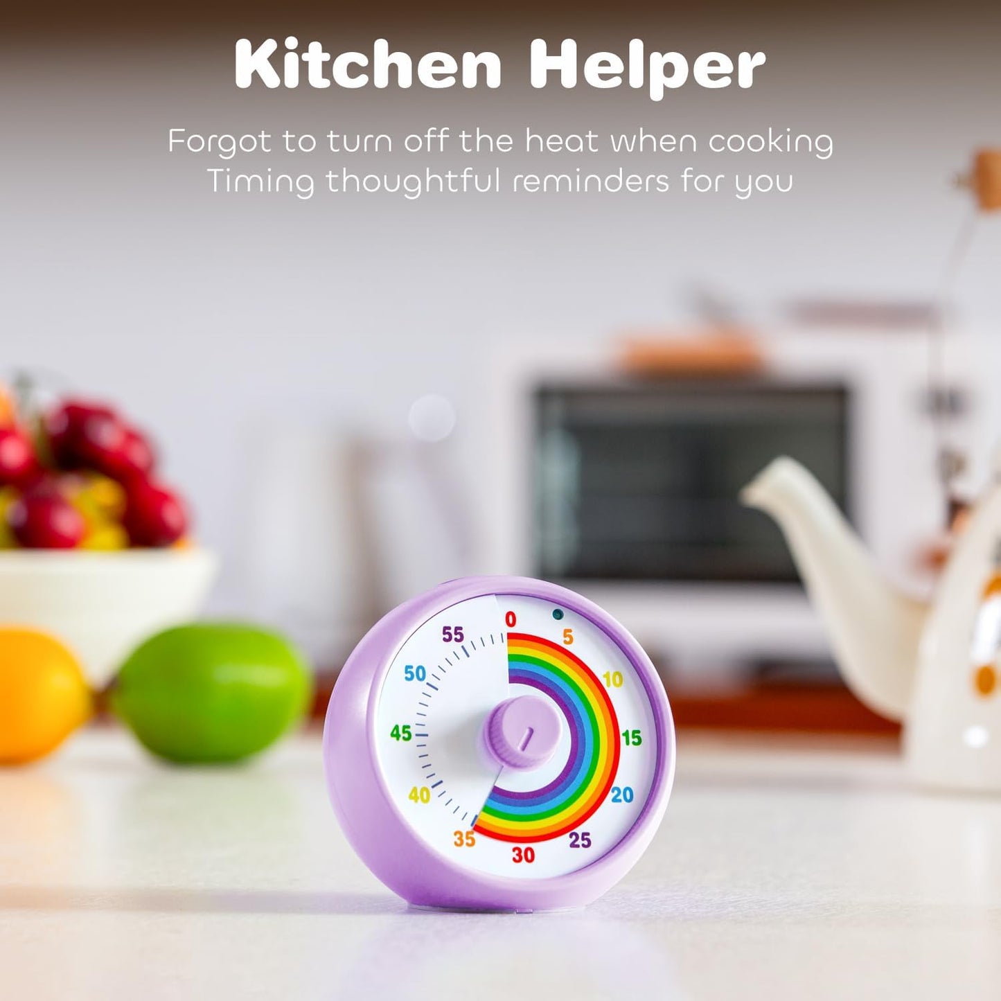 Visual Timer for Kids, 60-Minute Countdown Timer for Classroom Office Kitchen, Desk Timer Kids Time Management Tools with Silent Operation, Pomodoro Time Rainbow Pattern (Pink)