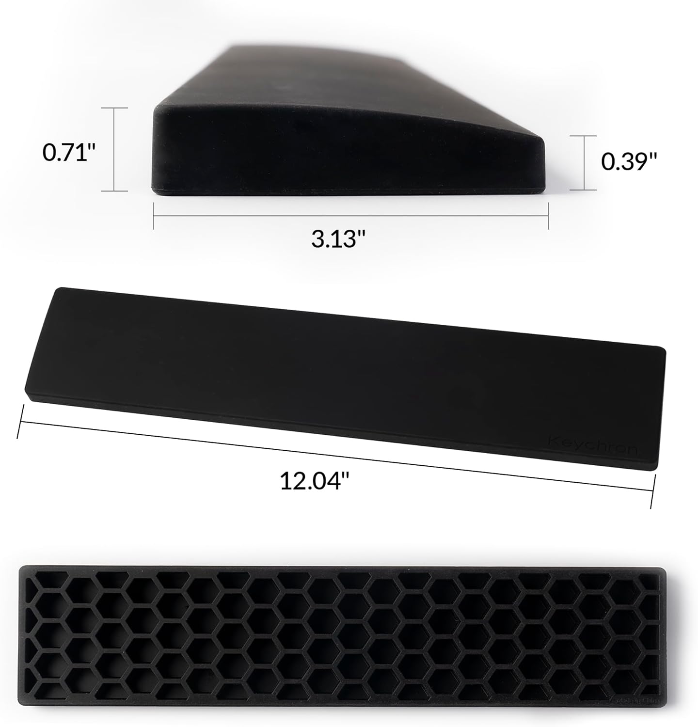 Ergonomic Silicone Wrist Rest for Keychron K12 / Q4 / Q60 / Q60 Max / Q4 Pro / Q4 HE / V4 / V4 Max, 12.04" Honeycomb Non-Slip Palm Rest, 60% Compact Mechanical Keyboard Support with Typing Pain Relief