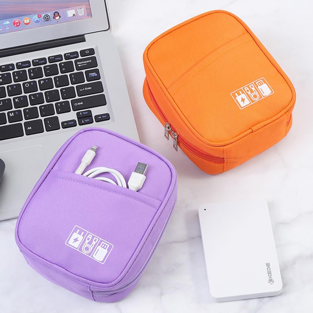 E-Tree Storage Pouch for Small Electronics and Accessories,Tech Bag,Electronic Organizer Case Compatible with MacBook Laptop Charger,Mouse,Cables,Hub,Power Bank,Earphone,Toiletries Cosmetics (Purple)
