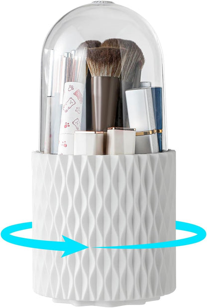 Makeup Brush Holder Organizer, 360° Rotating 5-Slot Make up Brushes Cup for Cosmetic, Lipstick, Hair Brush Holder - Spinning Vanity Countertop Caddy for Bathroom, Dorm & Office, Black