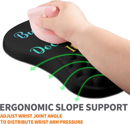 Ergonomic Joint Wrist Support Mouse Pad with Memory Foam Cushion Massage Bump, Carpal Tunnel Pain Relief Mousepad Slope Design for Wrist Rest, 11.8x7.9 in, Black