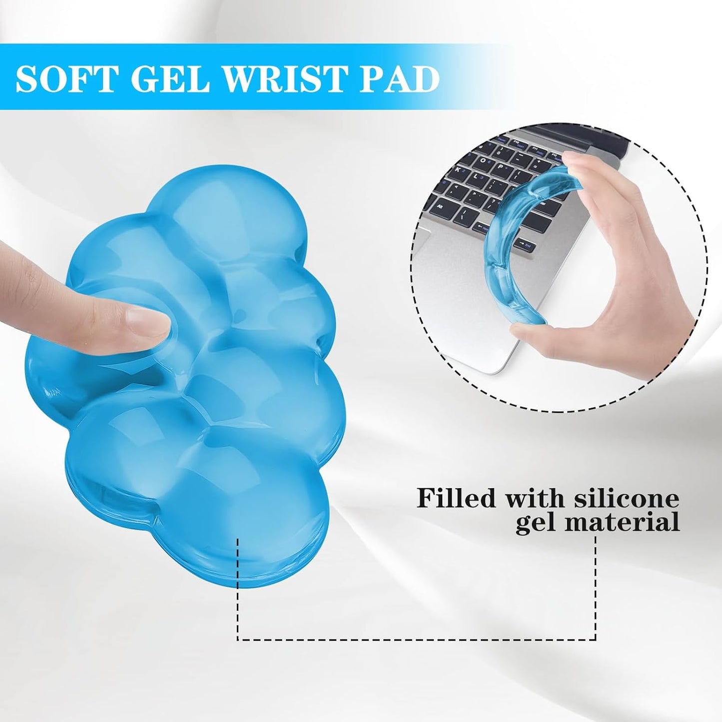 Gel Cloud Keyboard and Mouse Wrist Rest, Cute Wrist Support and Arm Support Keyboard Rest for Keyboard and Mouse Typing Pain Relief，Suitable for Office/Computer/Laptop/Gaming（White）
