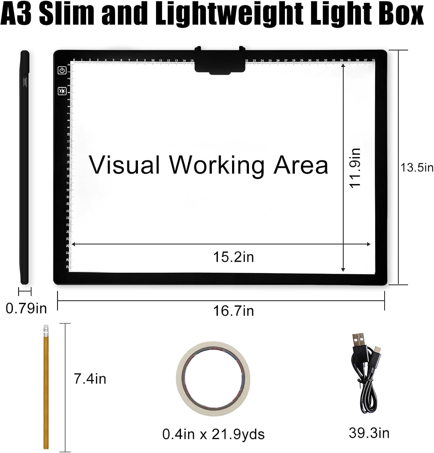 Fiqiuuiid A4 Rechargeable LED Light Pad, Tracing Light Box with 6-Level Dimmable & Light Guide artboard, Diamond Painting Light Board with Stand and Top Clip, Cordless Lightbox with Carrying Case