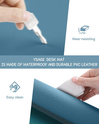 YSAGi Non-Slip Leather Desk Pad, Waterproof Laptop Computer Desk Keyboard Mat, Table Protector Blotter Mat, Large Mouse Pad for Office/Work/Home/Decor(Black, 31.5" x 15.7")