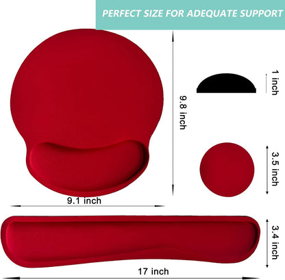 Keyboard Wrist Rest Pad Mouse Pad with Wrist Support Set of 3, Mousepad with Non-Slip Rubber Base, Ergonomic Memory Foam Mouse Wrist Cushion Support for Home Office Laptop Computer Gaming, Forest