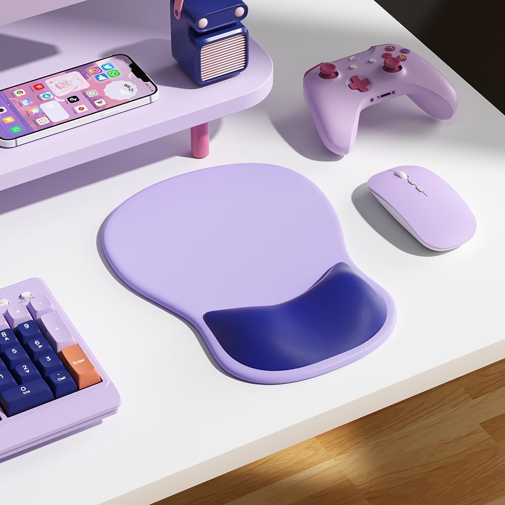 Ergonomic Mouse Pad with Wrist Rest,Cute Gel Mousepad Wrist Support - Small Mini Portable for Travel Mouse Pads for Desk Laptop,Computer,Office & Home Decor (Pink&Light Pink)