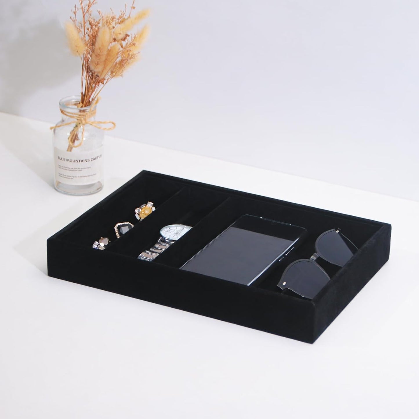 Bedside Organizer - Multi-use Holder for Desk Drawer, Nightstand, Desktop - Catchall Tray for Jewelry, Sunglasses, Phone, Watch, Perfume, Lipstick (Beige 5Grid)