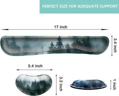 Keyboard Wrist Rest Mouse Wrist Support Set, Memory Foam Wrist Rest Pad for Computer Laptop Keyboard Mouse, Ergonomic Wrist Cushion Support for Typing Pain Relief, Gaming Home Office, Flowers Grass