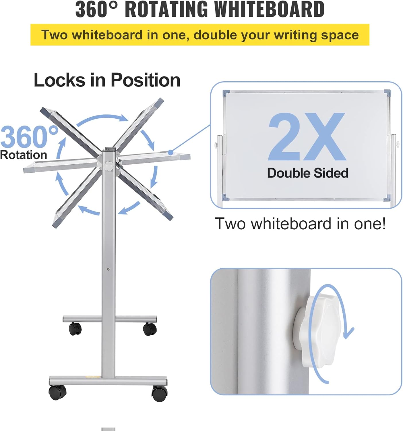 VEVOR Magnetic Glass Whiteboard, Dry Erase Board 36"x24", Wall-Mounted Large White Glassboard Frameless, with Marker Tray, an Eraser and 2 Markers, Black