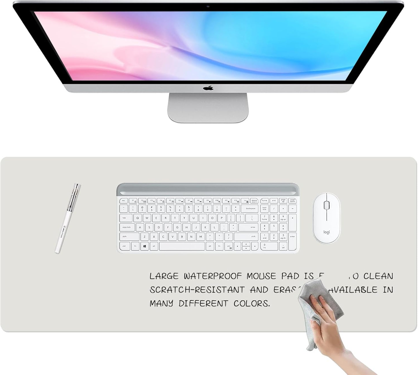 Dry Erase Desk Mat, Waterproof Desk Pad, Erasable Writing White Board for Making Plans, Non-Slip Large Desktop Protector for Office, Home, School 31"x13" (Blue)
