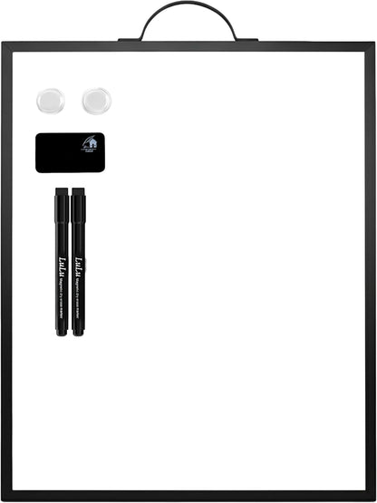 Black Magnetic Dry Erase Whiteboard 12 x 16 Double Sided, Portable Planner Board with Weekly Monthly Sheets, Write and Wipe to Do List Board, Includes 3 Markers Eraser 2 Magnets