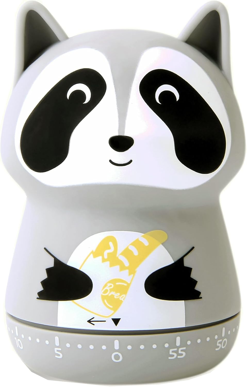 Mechanical Kitchen Timer - Cute Animal Wind Up 60 Minutes Manual Countdown Timer for Kids, Classroom, Home, Study and Cooking - Grey Raccoon