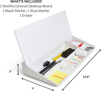 GAROOD Desktop Whiteboard with Storage Desk White Board Desk Board Glass White Board with Stand Home Office Organizer Phone Holder 15.8X7X2 inches