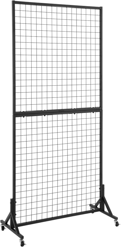 3 Packs 1.8' x 5.7' Grid Wall Panels Standing Wire Grid, Display Rack with T-Base Wheels Freestanding Gridwall Panel Tower for Shows, Black