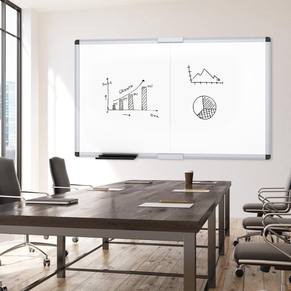 VIZ-PRO Magnetic Dry Erase Board, 24 X 18 Inches, Silver Aluminium Frame
