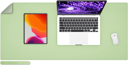 Leather Desk Pad,Wolaile 36x17 inch Large Mouse Pad,Waterproof Non-Slip Writing Desk Blotter,Computer Mat Desktop Protector for Office Home,Black