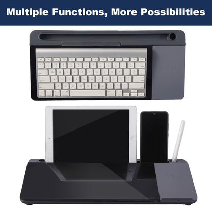 TSJ OFFICE Small Desktop Whiteboard -Glass Dry Erase Board Computer Keyboard Stand White Board Surface Pad with Drawer, Desk Organizers with Accessories for Office, Home, School Supplies - White