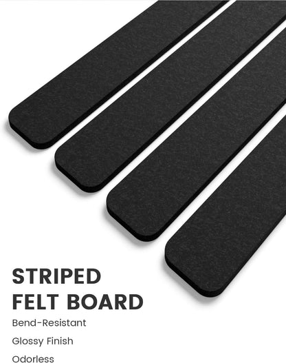 Fluxynara Cork Board Alternative Felt Strip Board 8-Pack 13"x2", Office Pin Board with 50 Push Pins, Adhesive Install for Bedroom Door & Home Office(Linen Dusk)