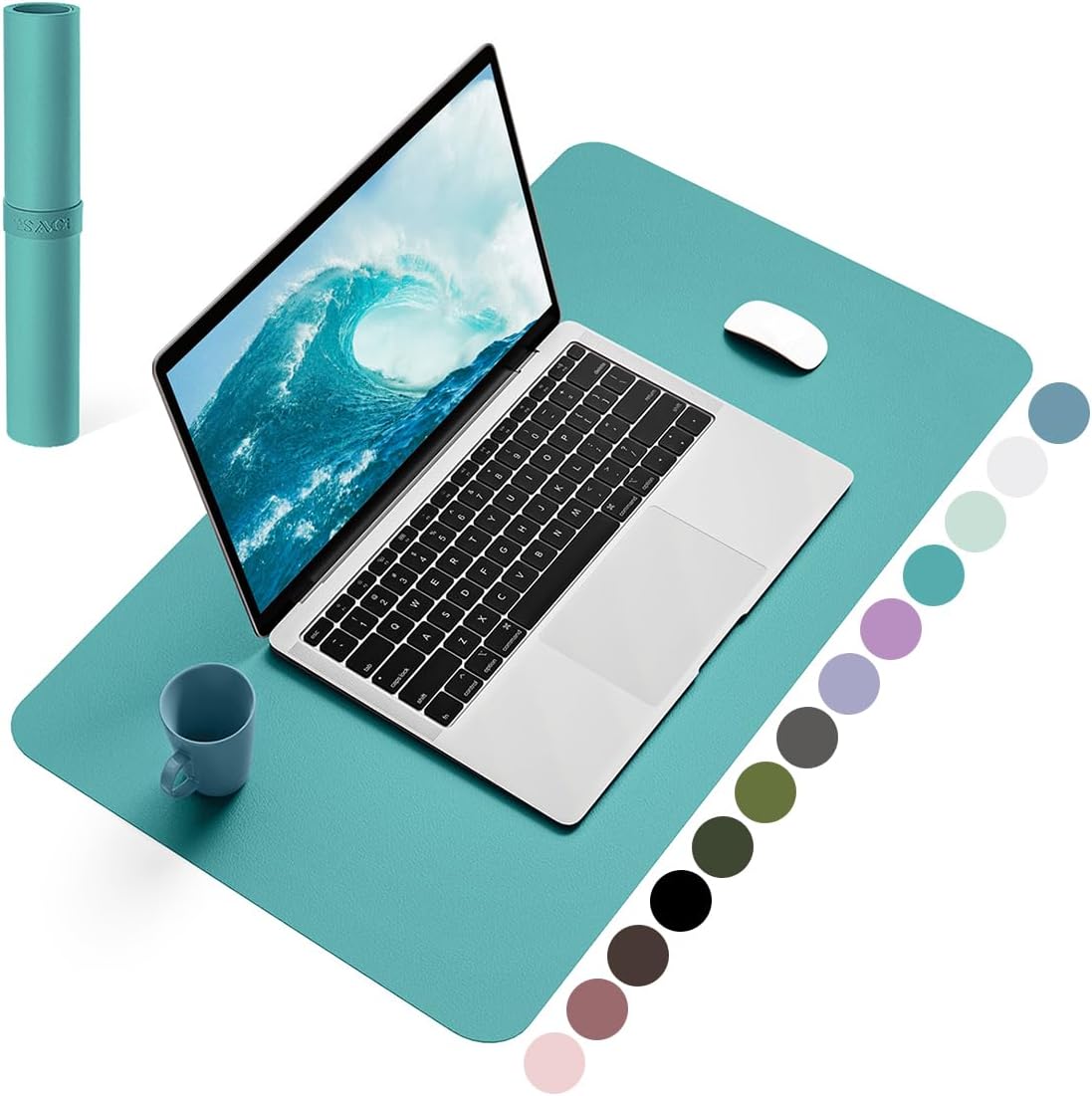 YSAGi Non-Slip Leather Desk Pad, Waterproof Laptop Computer Desk Keyboard Mat, Table Protector Blotter Mat, Large Mouse Pad for Office/Work/Home/Decor(Black, 31.5" x 15.7")