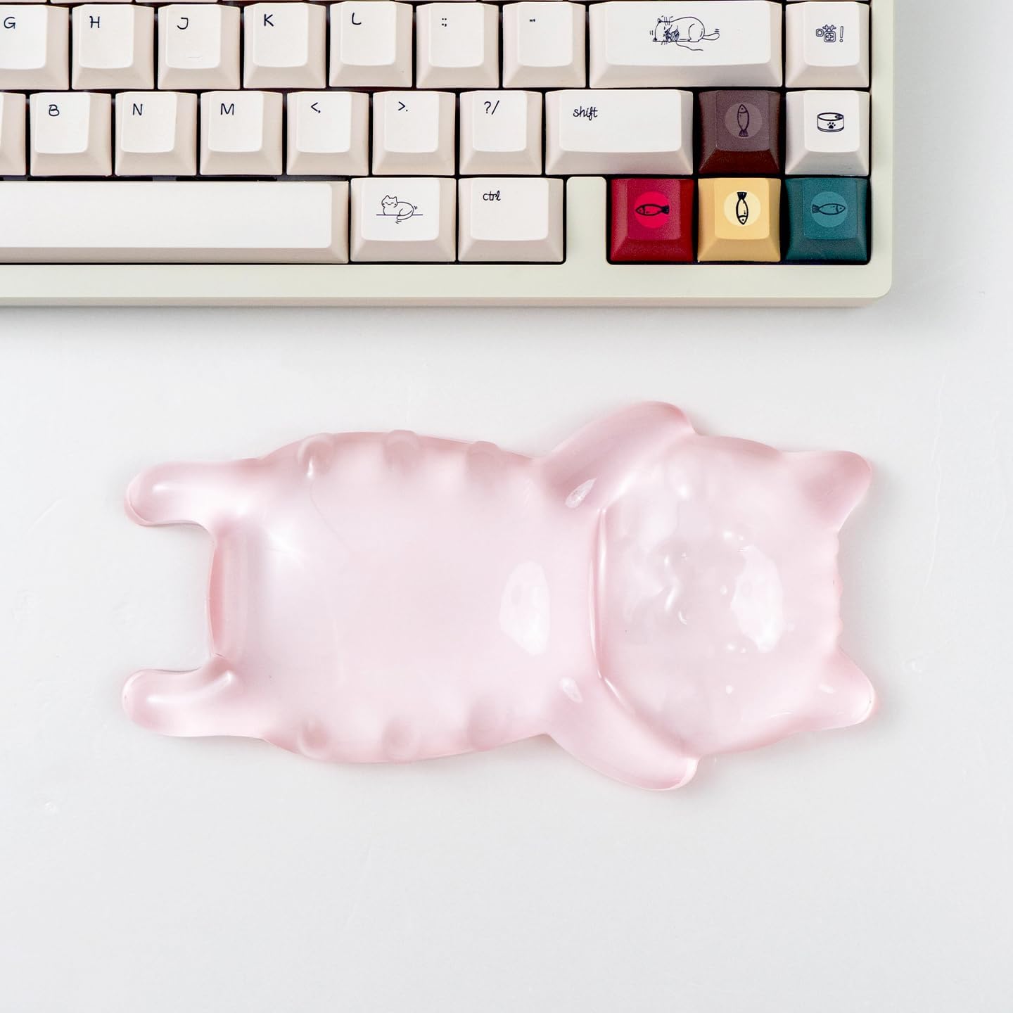 Ergonomic Gel Mouse Wrist Rest – Clear Cute Cat Mouse Wrist Rest, Comfort & Support for Typing and Gaming (Pink)