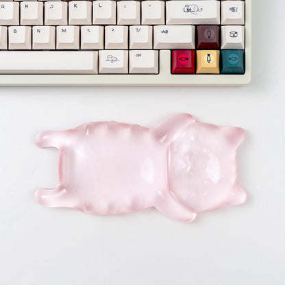 Ergonomic Gel Mouse Wrist Rest – Clear Cute Cat Mouse Wrist Rest, Comfort & Support for Typing and Gaming (Pink)