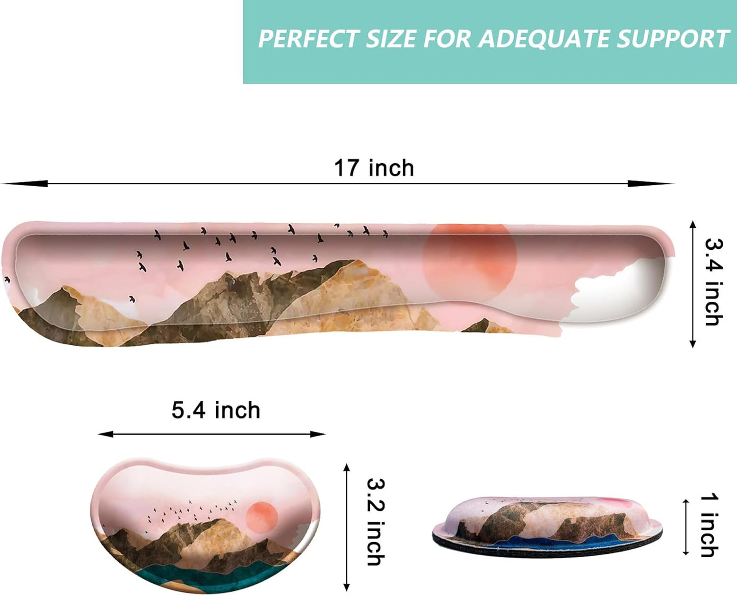 Keyboard Wrist Rest Mouse Wrist Support Set, Memory Foam Wrist Rest Pad for Computer Laptop Keyboard Mouse, Ergonomic Wrist Cushion Support for Typing Pain Relief, Gaming Home Office, Flowers Grass