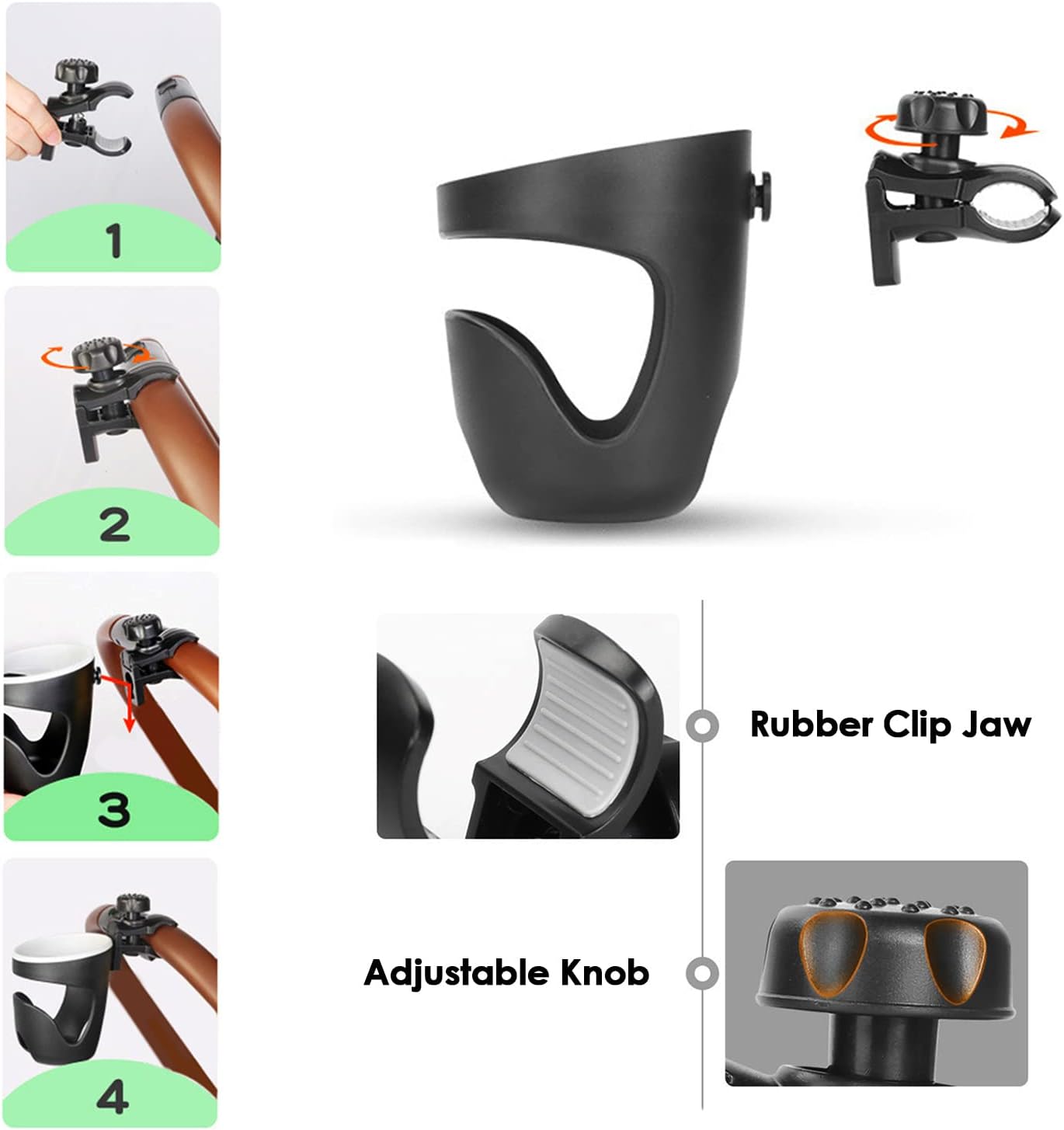 Universal Drinks Holders 360 Degree Rotation Adjustable Clamp Cup Holder, Mounts to Rail, Handle Bar, for Pontoon, Bass, Jon, Yacht Boats