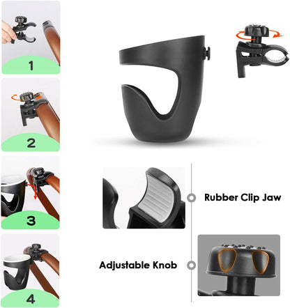 Universal Drinks Holders 360 Degree Rotation Adjustable Clamp Cup Holder, Mounts to Rail, Handle Bar, for Pontoon, Bass, Jon, Yacht Boats