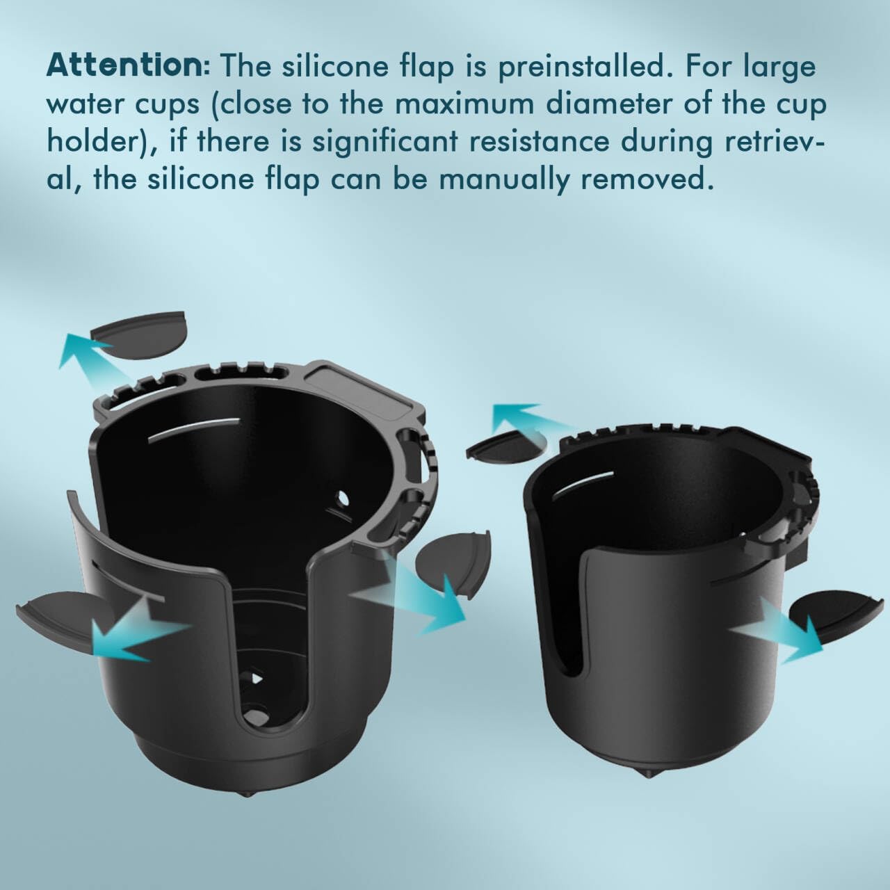 Desk Cup Holder with Headphone Hanger, Clip on Cup Holders for Desks with Spill-Proof Cup Design, Easy to Install, Enough to Hold 8-28OZ Coffee Cups, Water Bottles. (Black, Medium)