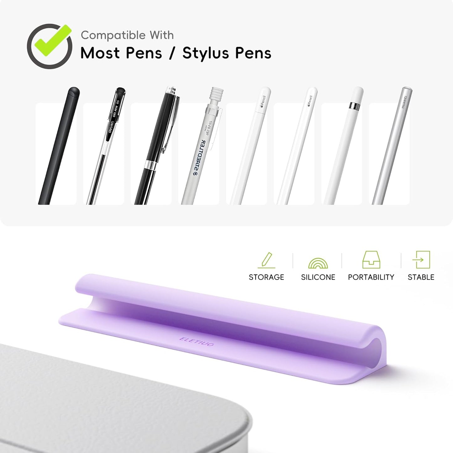 ELETIUO Silicone Pencil Holder Sleeve,Compatible with Apple Pencil (USB-C),Apple Pencil 1st/ 2nd Generation,Strong Adhesive Sticky Attached to iPad Case for Stylus Pens,Black