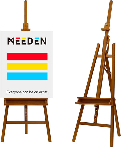 MEEDEN Large Painters Easel Adjustable Solid Beech Wood Artist Easel, Studio Easel for Adults with Brush Holder, Holds Canvas up to 48" - Walnut