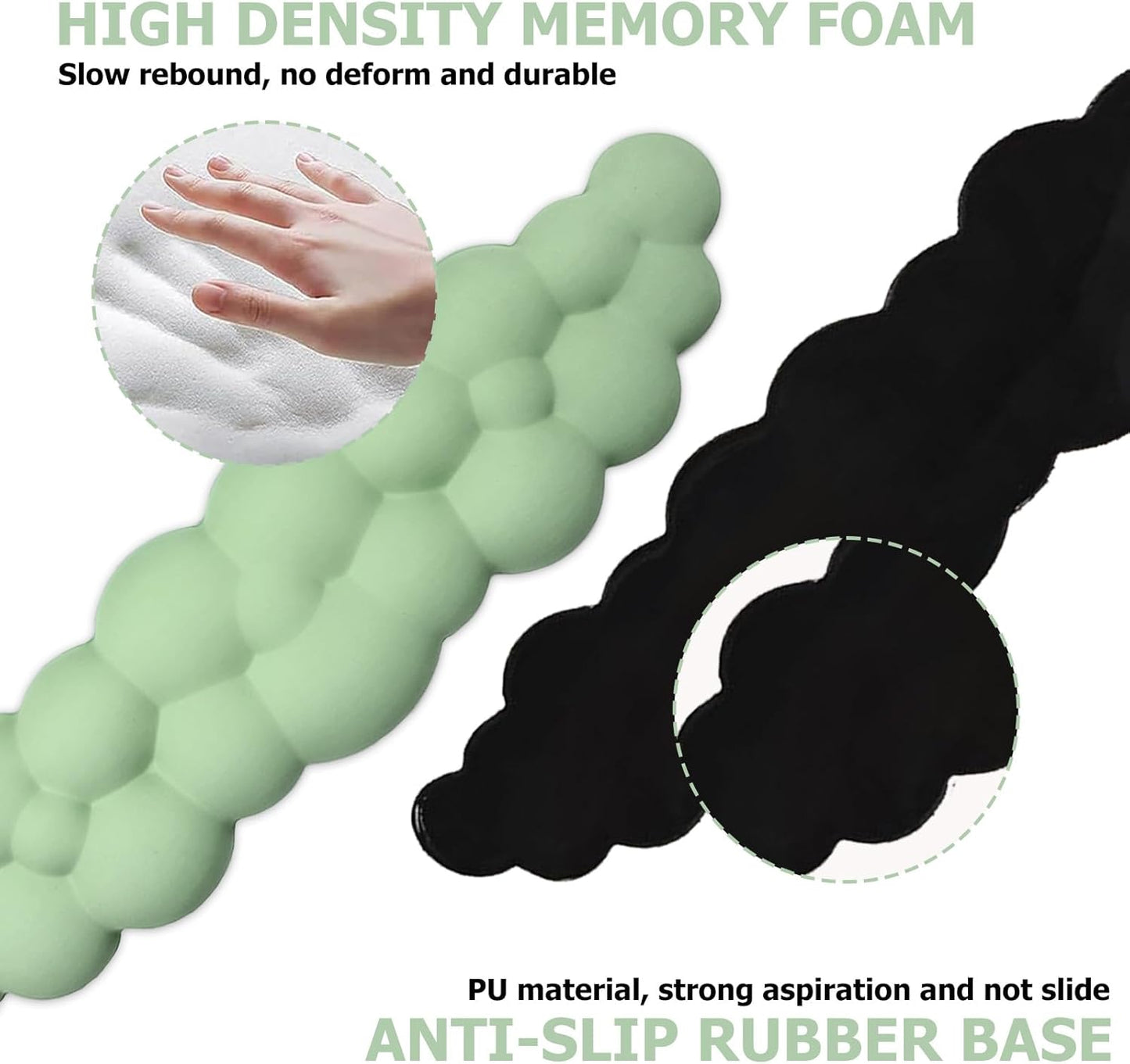 Cloud Wrist Rest Keyboard, PU Leather Memory Foam Wrist Rest for Computer Keyboard, Ergonomic Keyboard Wrist Rest and Cute Mouse Wrist Rest for Gaming,Office,Computer,Typing Pain Relief,Pastel Green