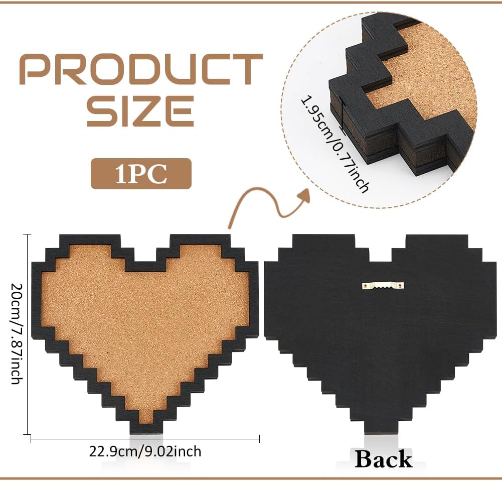 BENECREAT Pin Board Square Cork Board, 0.8inch Thick Bulletin Display Board Wall Mounted Cork Board for Brooch Pin Storage, Office Home Festival Wedding Decor, 7.8x7.8inch