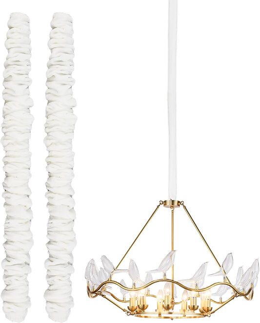NICENEEDED 2 PCS 5.9 Feet Fabric Cord Cover, Velvet Fabric Chandelier Chain Cover Cable Management and Hider, Electirc Wire Protector for Chandeliers Lighting Wire