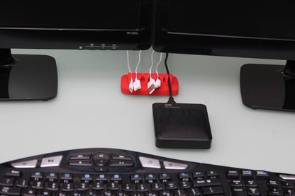 Desktop Cable Organizer, Weighted, Eco-Friendly Silicone, No Bad Smell, Bundled with 4 Reusable Cable Ties (Black)
