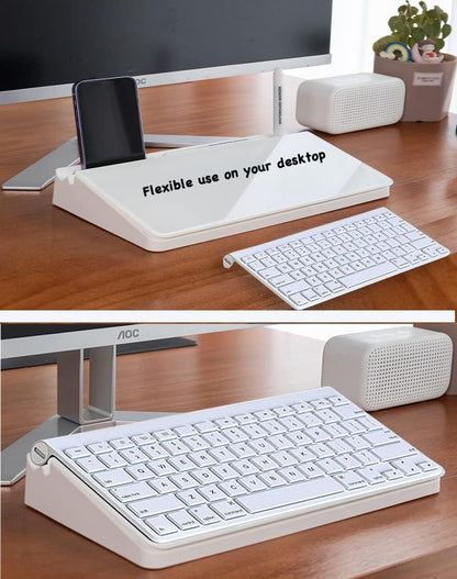 Glass Desktop Whiteboard Dry Erase Board Computer Keyboard Stand Desk White Board Organizers with Accessories 2 Markers,1 Eraser for Office, Home, School Supplies