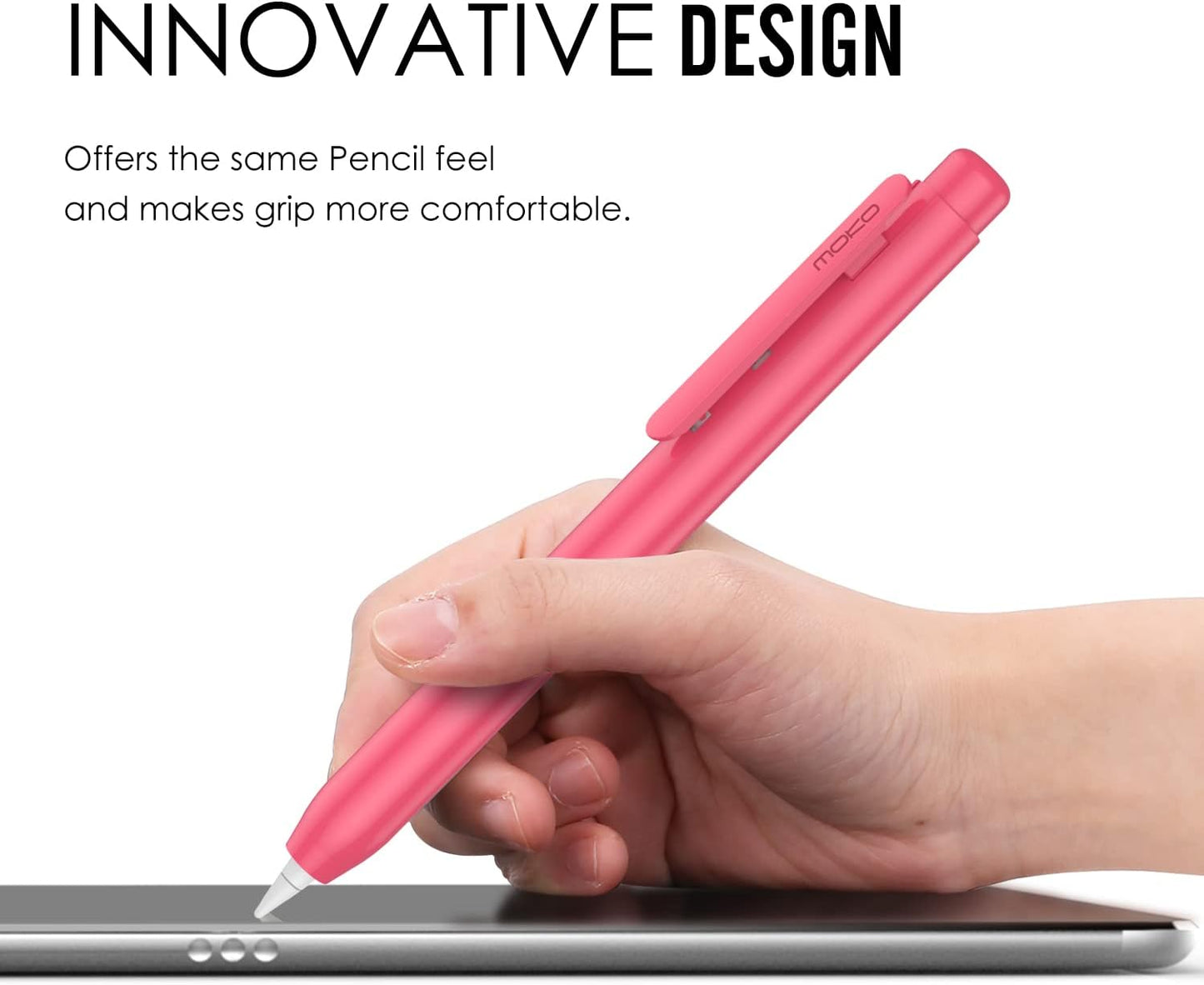 MoKo Holder Case for Apple Pencil 1st Generation, Retractable Apple Pencil 1st Case Protective iPad Pencil Sleeve Skin Cover with Sturdy Clip, Pink