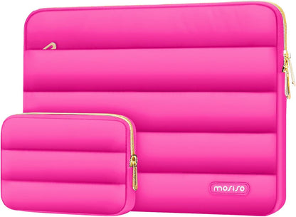 MOSISO Laptop Case 13.3 inch,13-13.3 inch Puffy Laptop Sleeve Compatible with MacBook Neo/Air 13.6 M5 M4 M3 M2 M1/Pro 13/14,HP Dell ASUS Lenovo,Polyester Horizontal Bag with Small Case, Sand