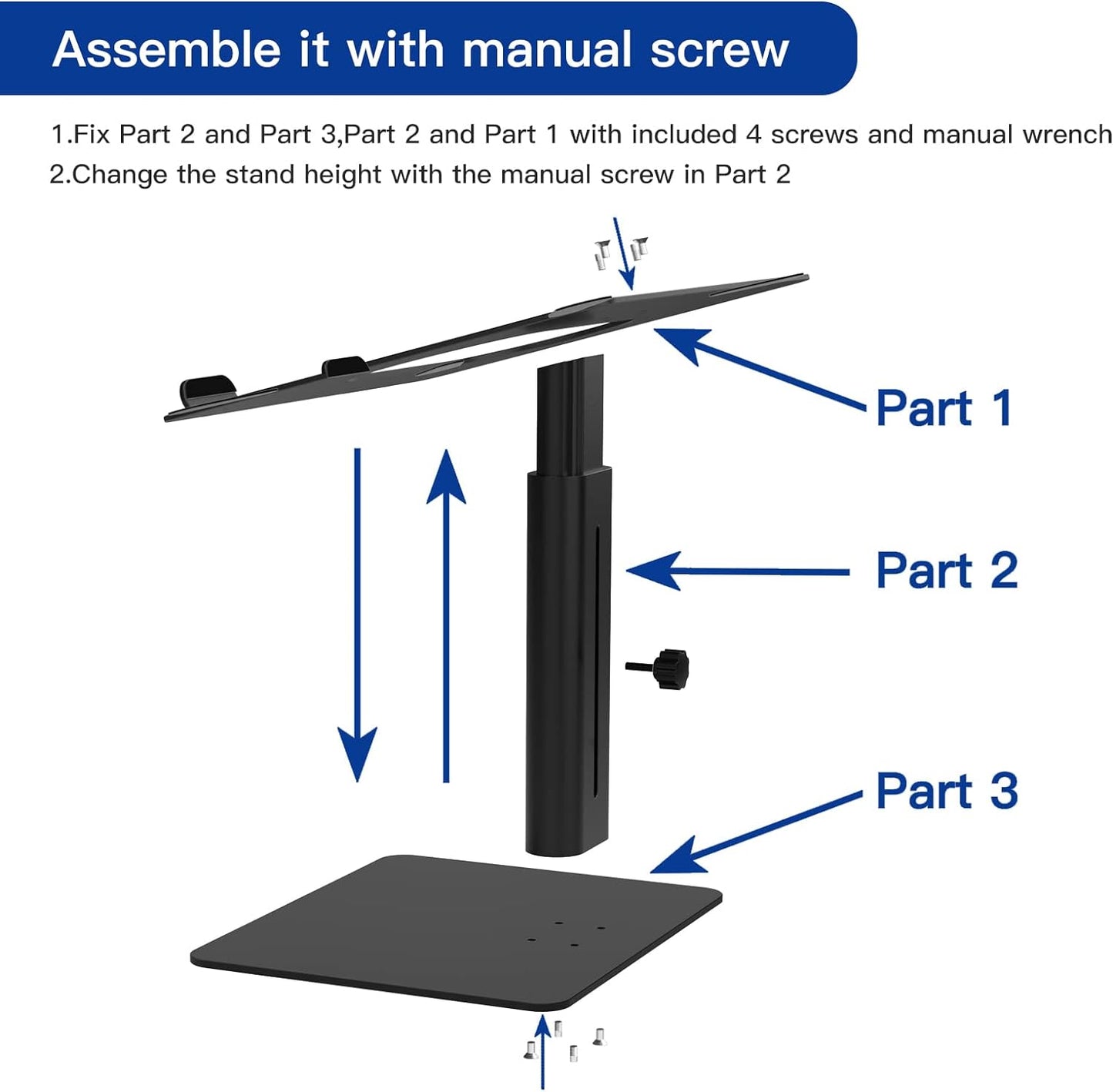BESIGN LSX6N Laptop Stand, Ergonomic Adjustable Notebook Riser, Computer Holder, Laptop Mount Compatible with 10-15.6" Laptops, Black