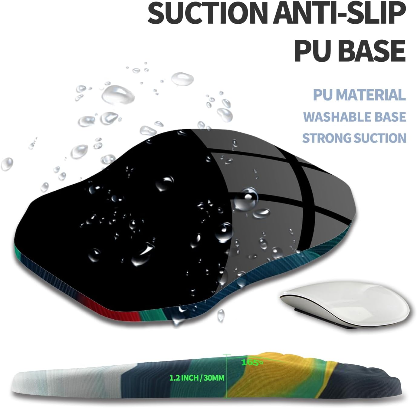 Ergonomic Raised Mouse Pad Wrist Support with Bilateral Slope Memory Foam Mousepad for Wrist Rest and Carpal Tunnel Pain Relief 11.8x7.9〃 Black